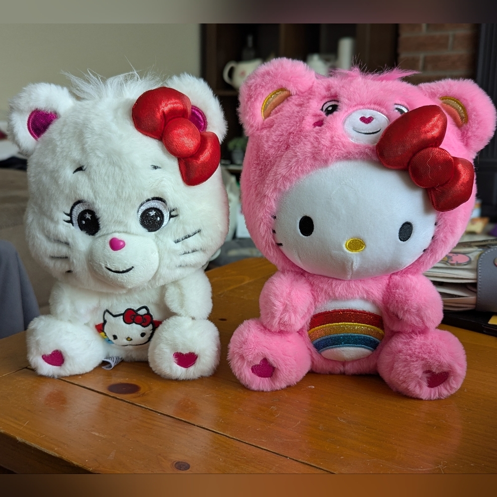 Care Bears Hello Kitty Cheer Bear Collectible Plush 2-Pack